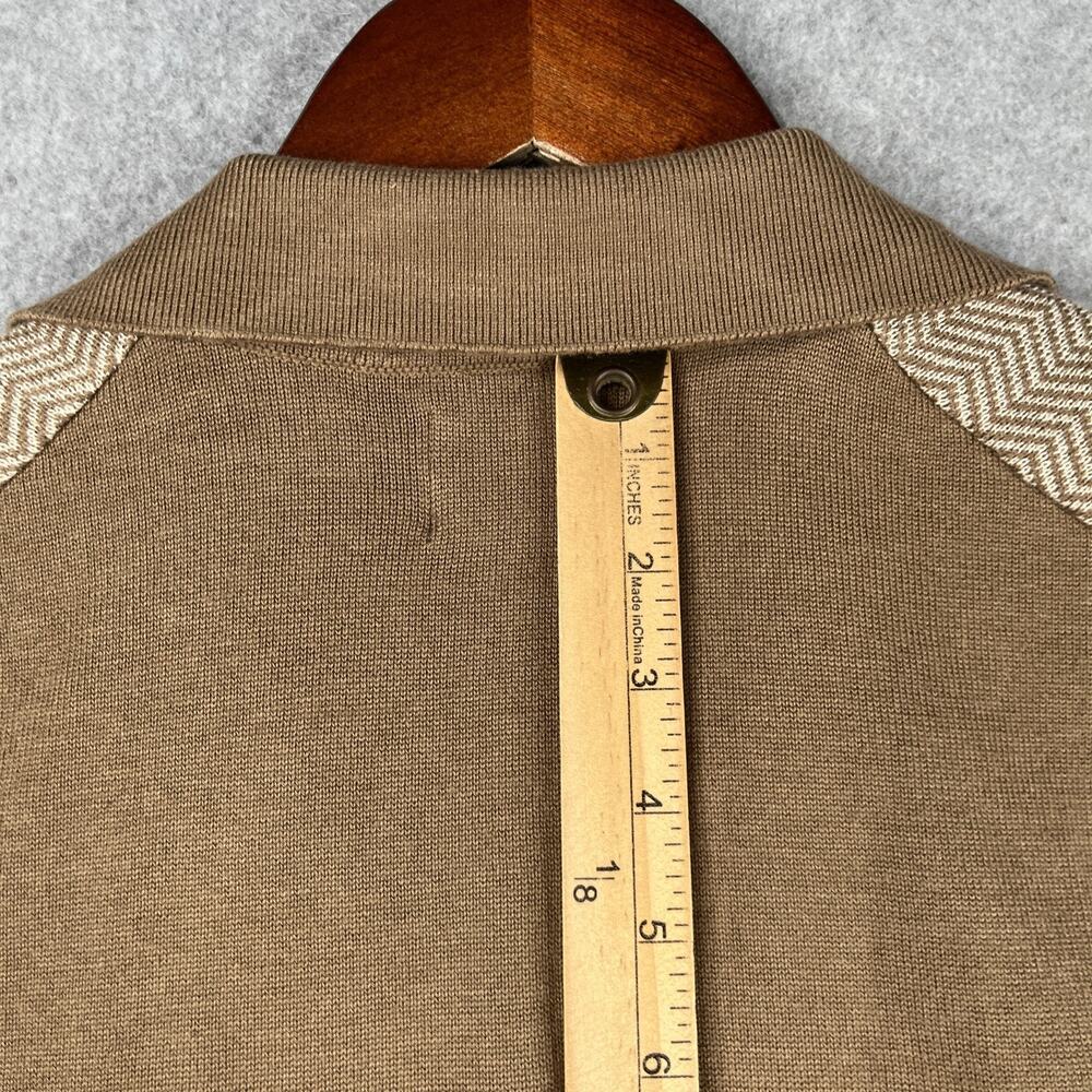 Ben Sherman Knit Shirt Large Beige Chevron Button Up Short Sleeve Mens New NWT - Picture 9 of 10